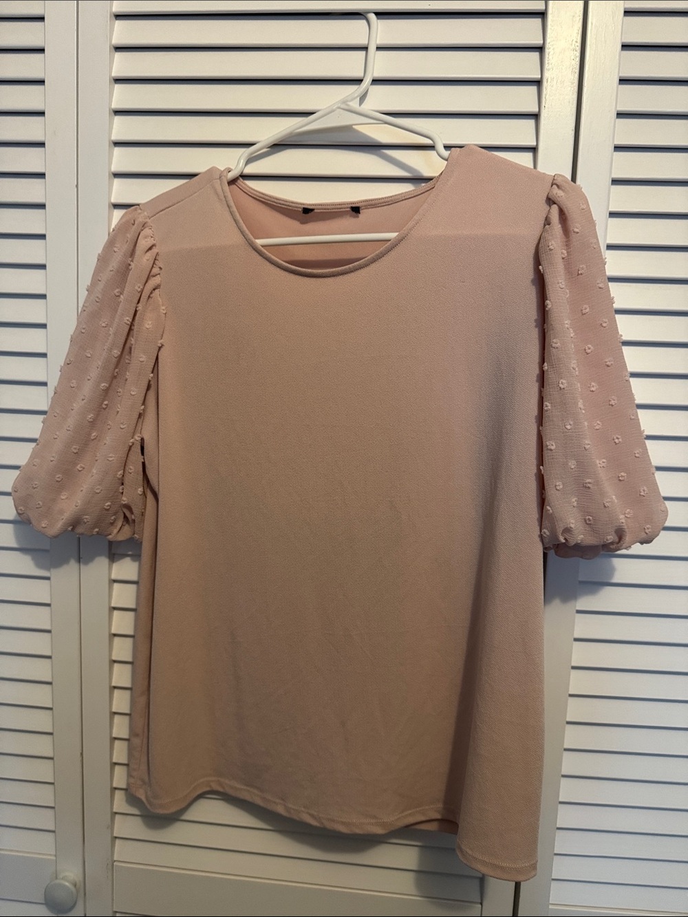 Women's Puff Sleeve Dot Blouse - Cream